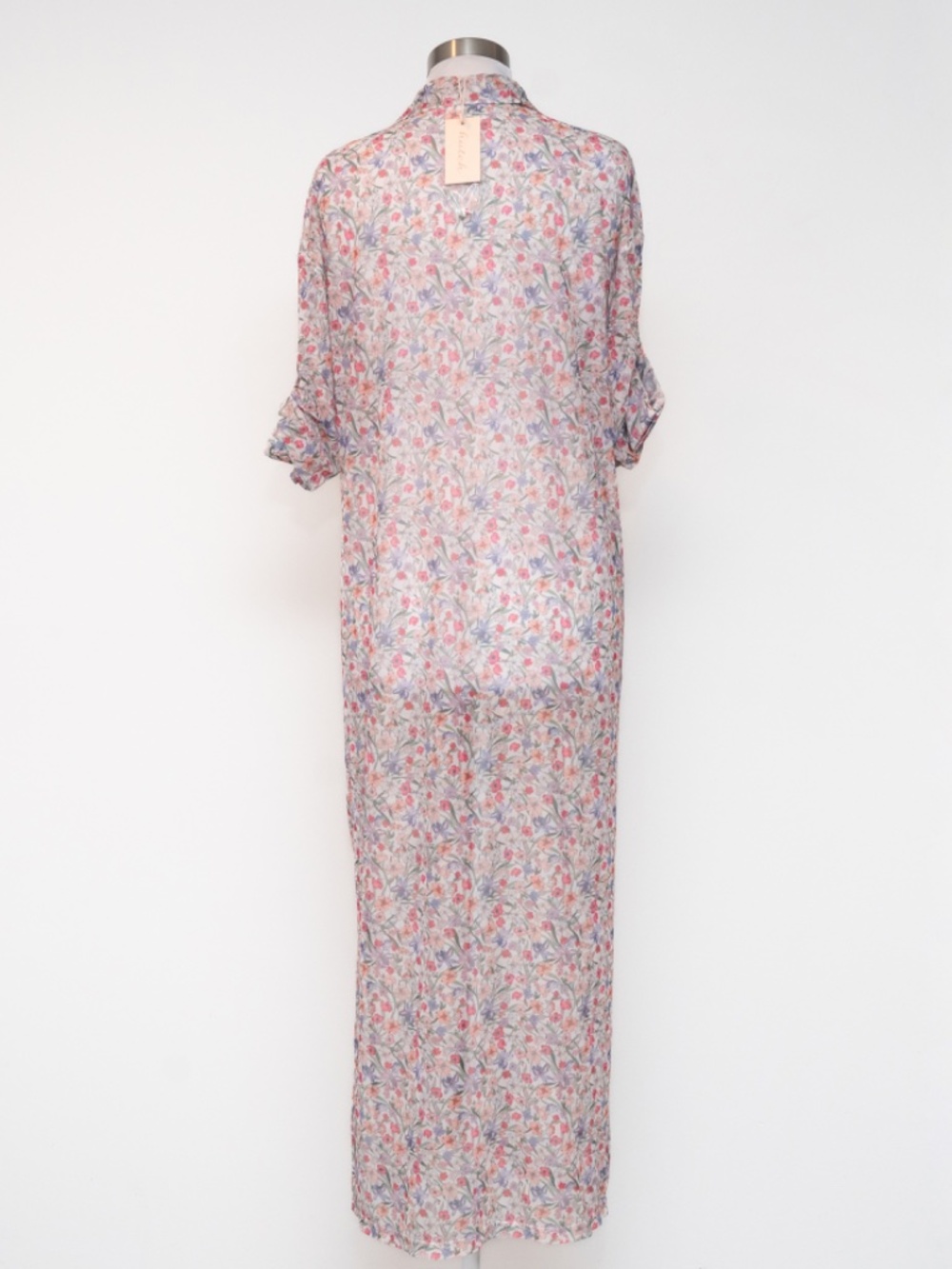 Hutch - Sheer Floral Mesh Shirtdress Cover-Up - Picture 3 of 11